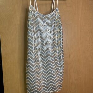 Chevron Sequin Dress with Spaghetti Straps
